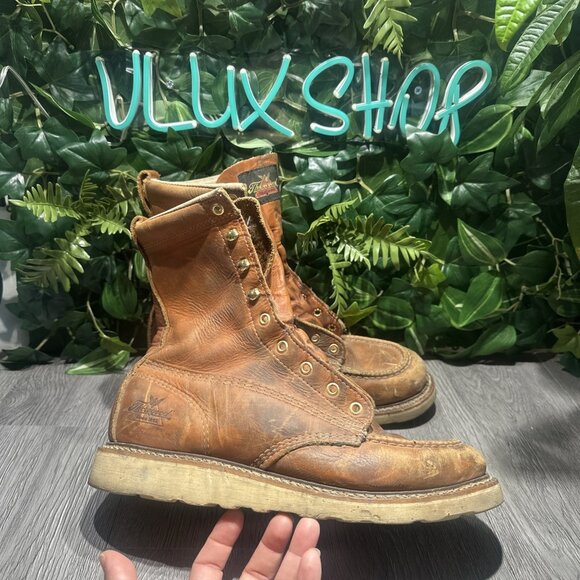 THOROGOOD AMERICAN HERITAGE 8″ TOBACCO MOC TOE MEN WORK BOOTS SIZE